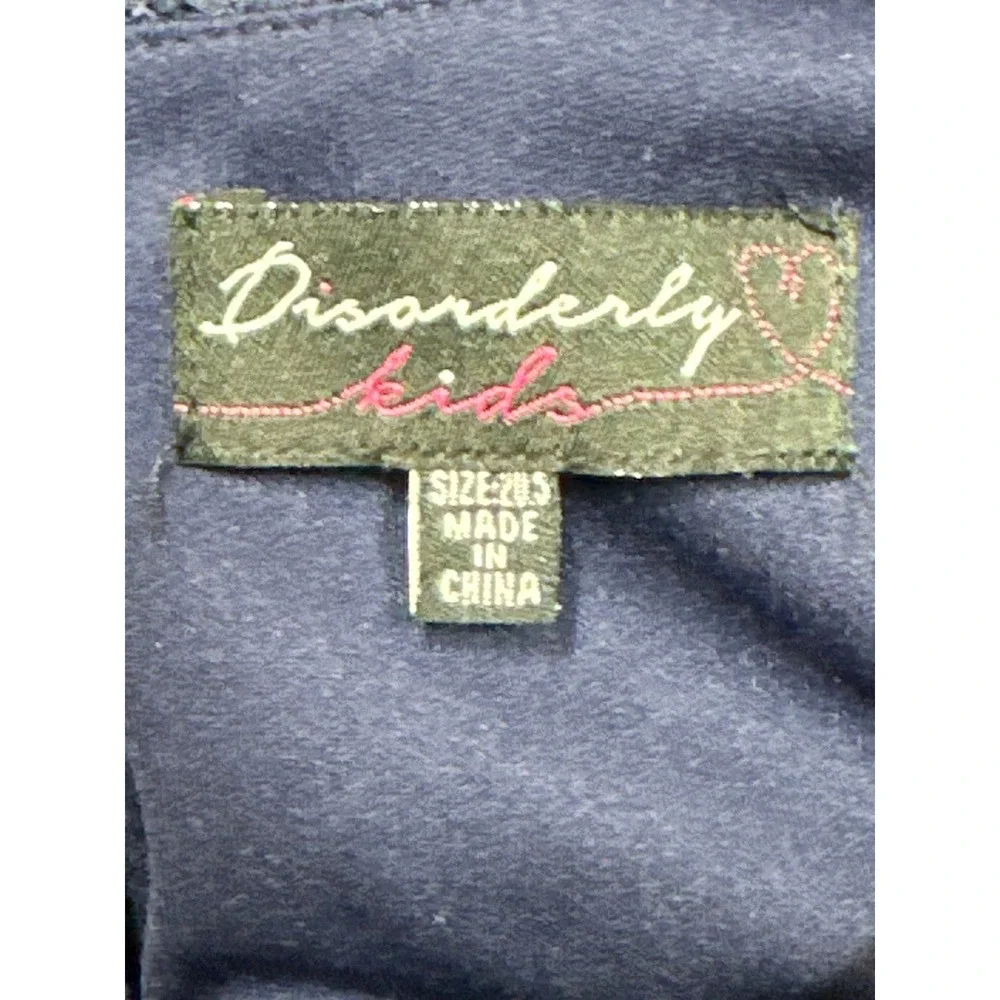 Disorderly Kids Navy Blue Lace Floral High‎ Low Dress Girls Size 20.5